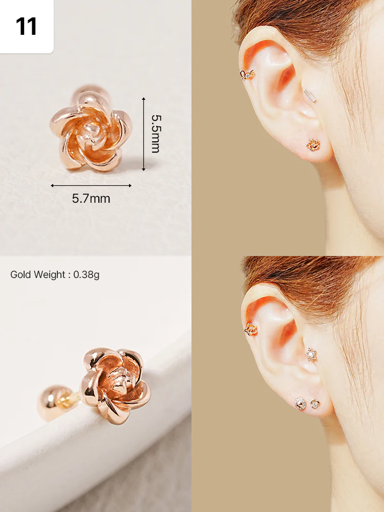 14K Solid Gold Wish Cartilage Earrings Collection 20G - Image 14