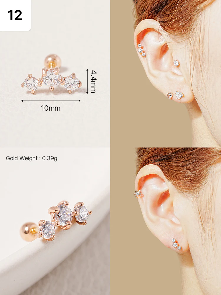 14K Solid Gold Wish Cartilage Earrings Collection 20G - Image 15