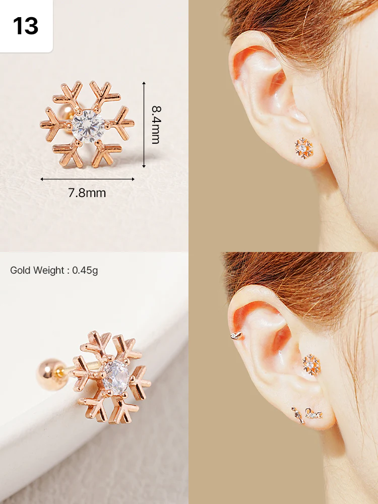 14K Solid Gold Wish Cartilage Earrings Collection 20G - Image 16