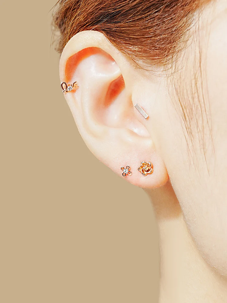 14K Solid Gold Wish Cartilage Earrings Collection 20G - Image 18