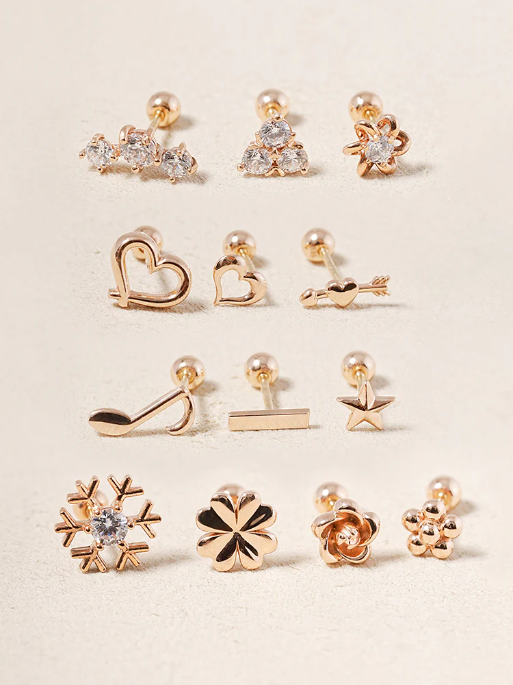 14K Solid Gold Wish Cartilage Earrings Collection 20G - Image 3