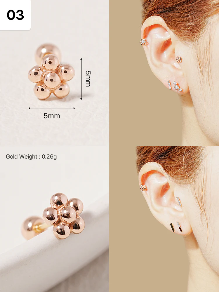 14K Solid Gold Wish Cartilage Earrings Collection 20G - Image 6