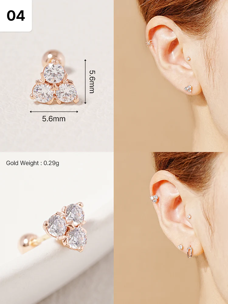 14K Solid Gold Wish Cartilage Earrings Collection 20G - Image 7