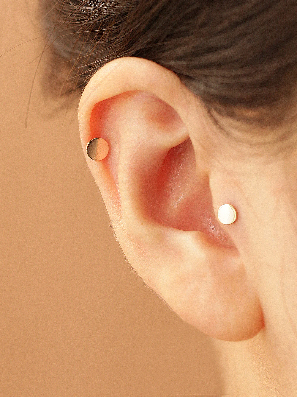 14K Gold Solid Round cartilage earring 20g - Image 7