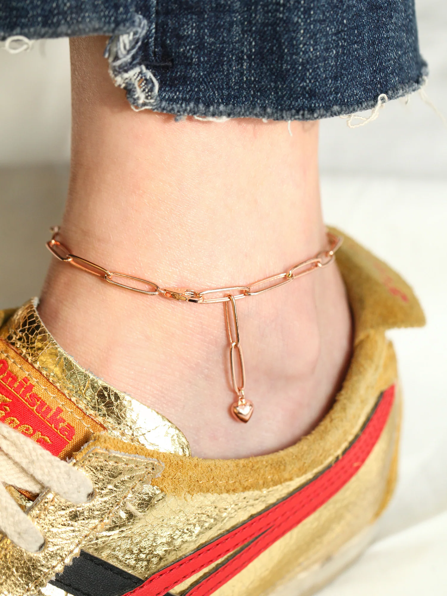 14K Gold Square Chain Coin Anklet - Image 2
