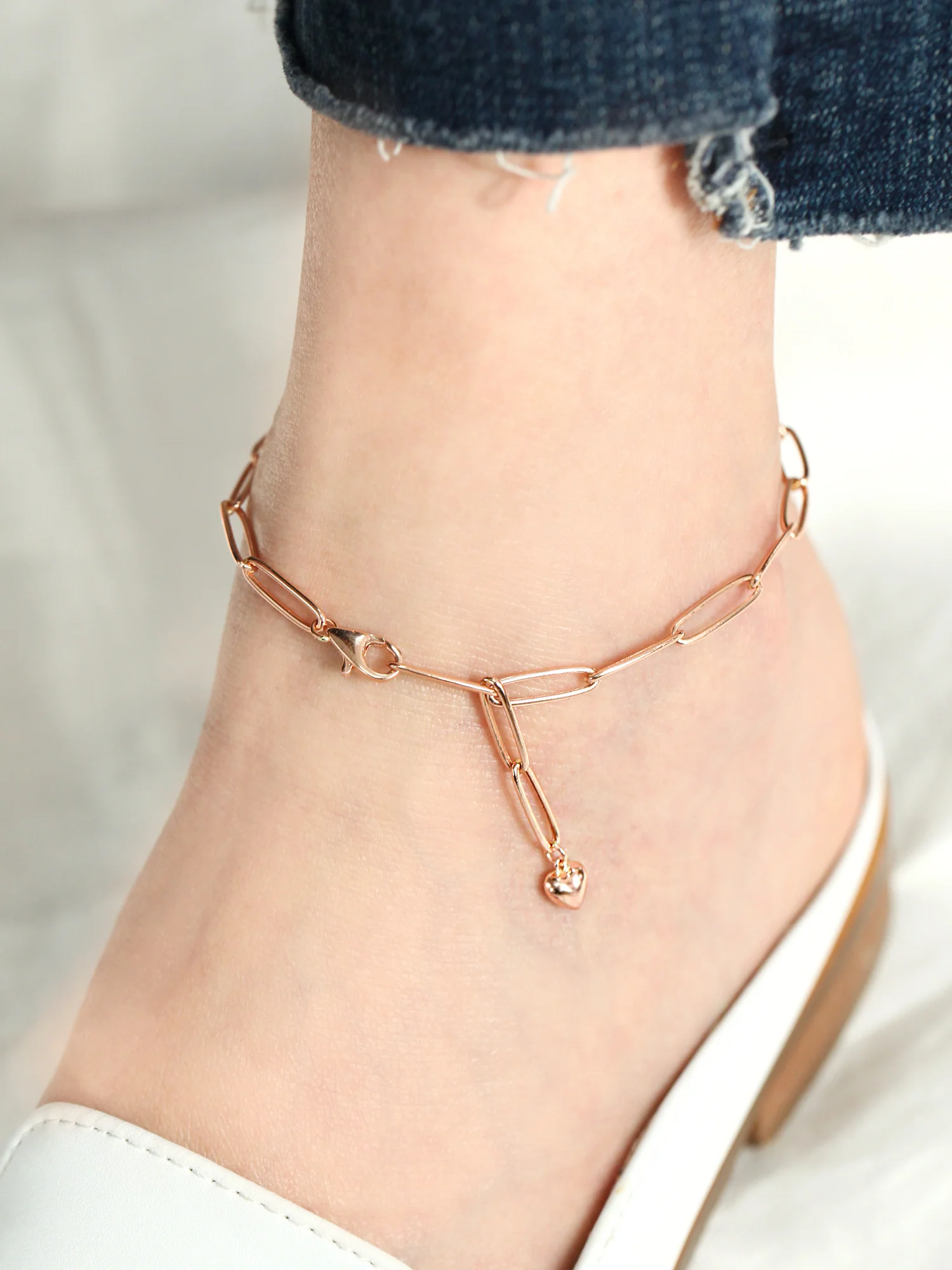14K Gold Square Chain Coin Anklet - Image 6