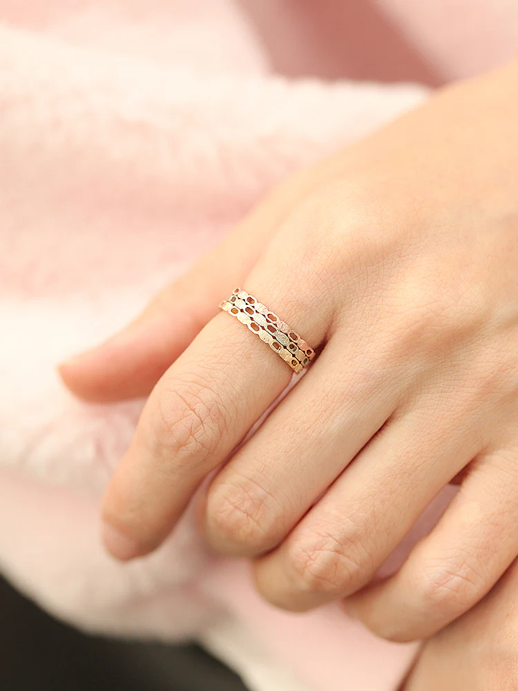 14K Gold Square Chain Ring - Image 7
