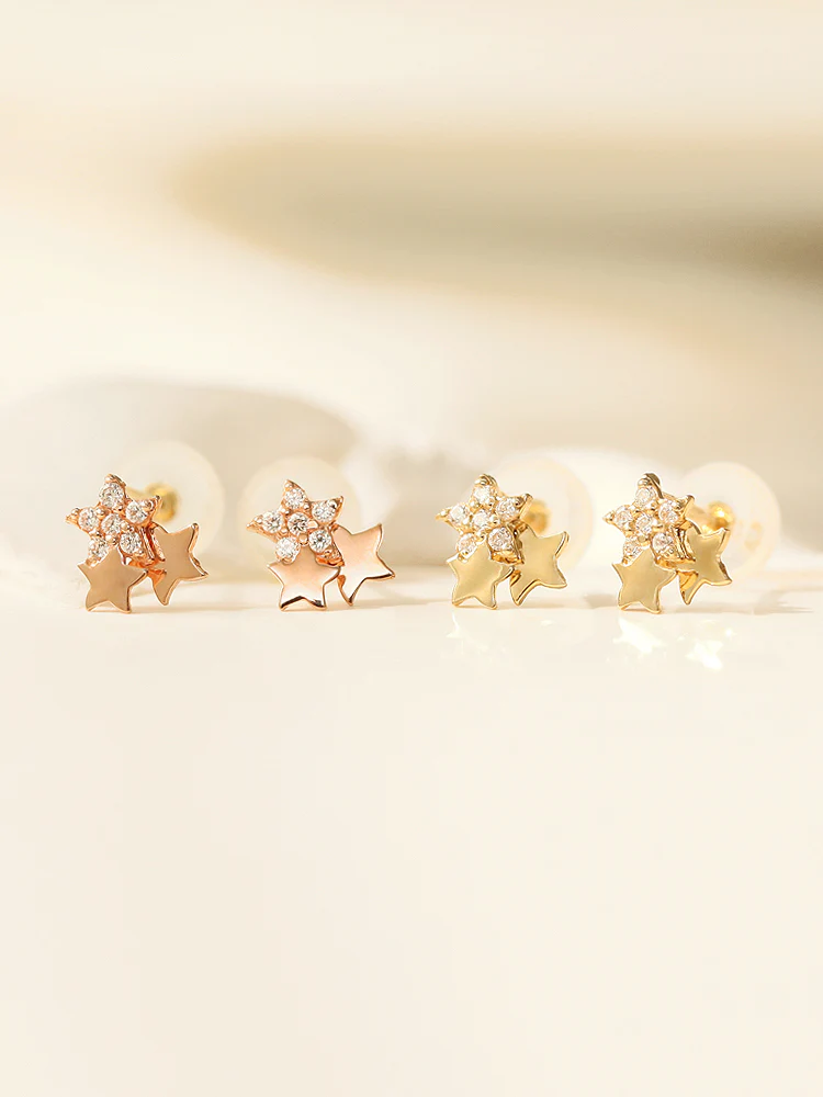 14K Gold Star Cubic Cartilage Earring 20G - Image 2