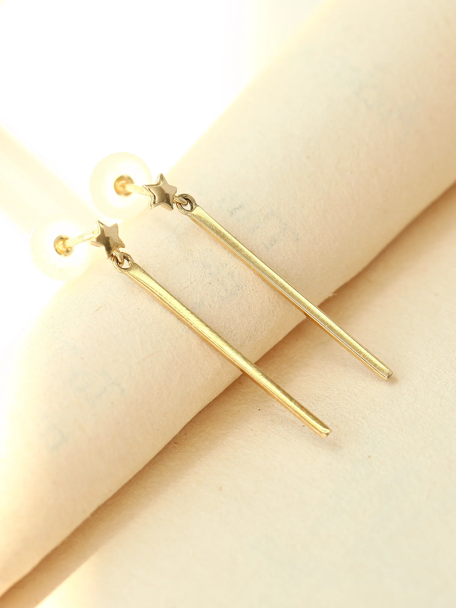 14K Gold Star Drop Earring - Image 9