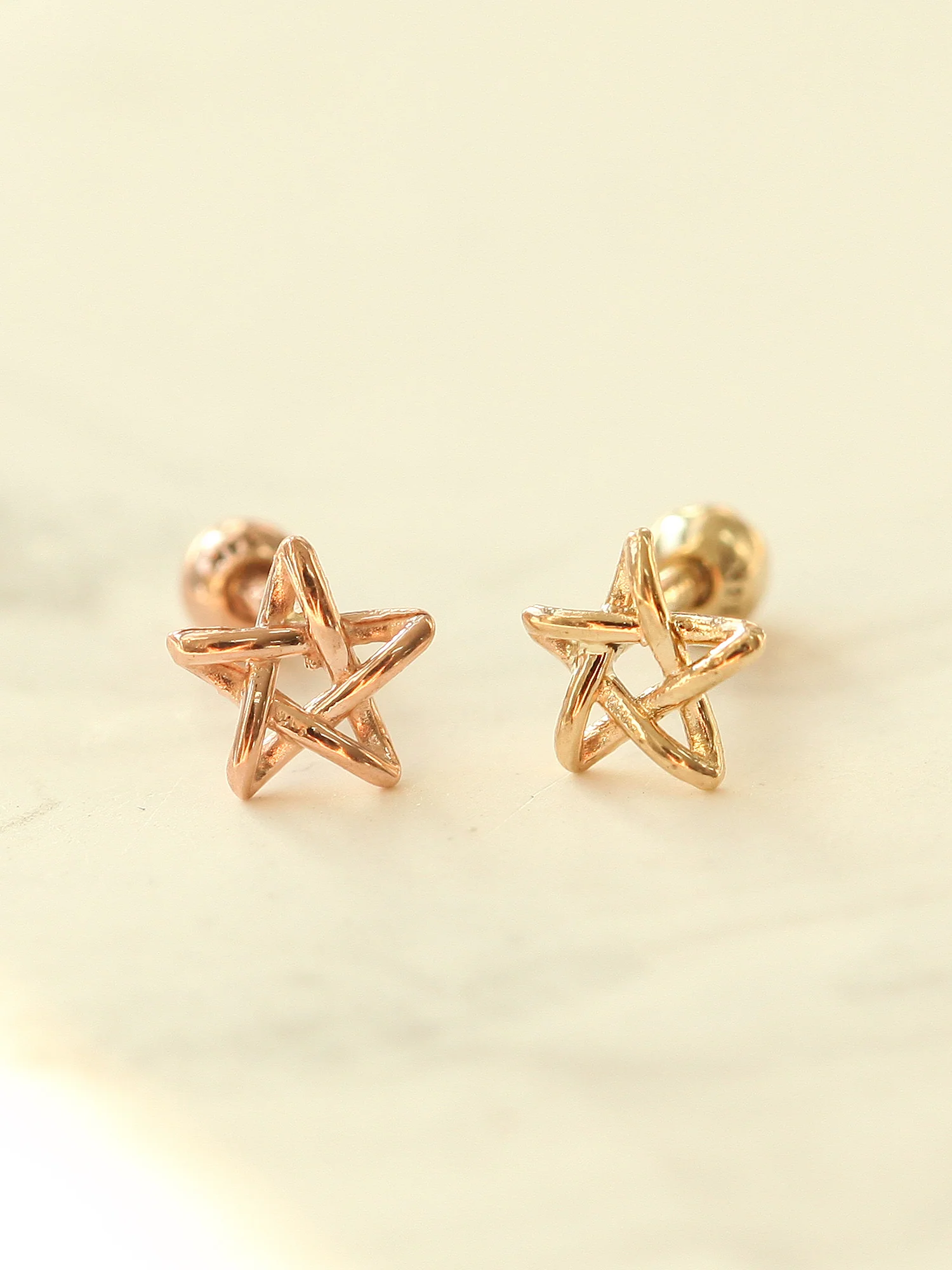 14K Gold Star Point Cartilage Earring 18G16G - Image 2
