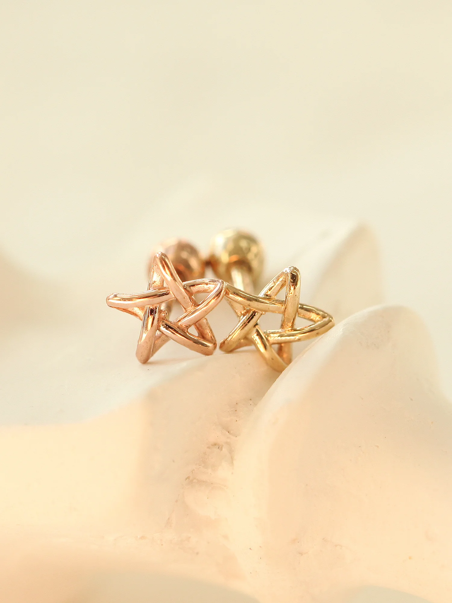 14K Gold Star Point Cartilage Earring 18G16G - Image 3