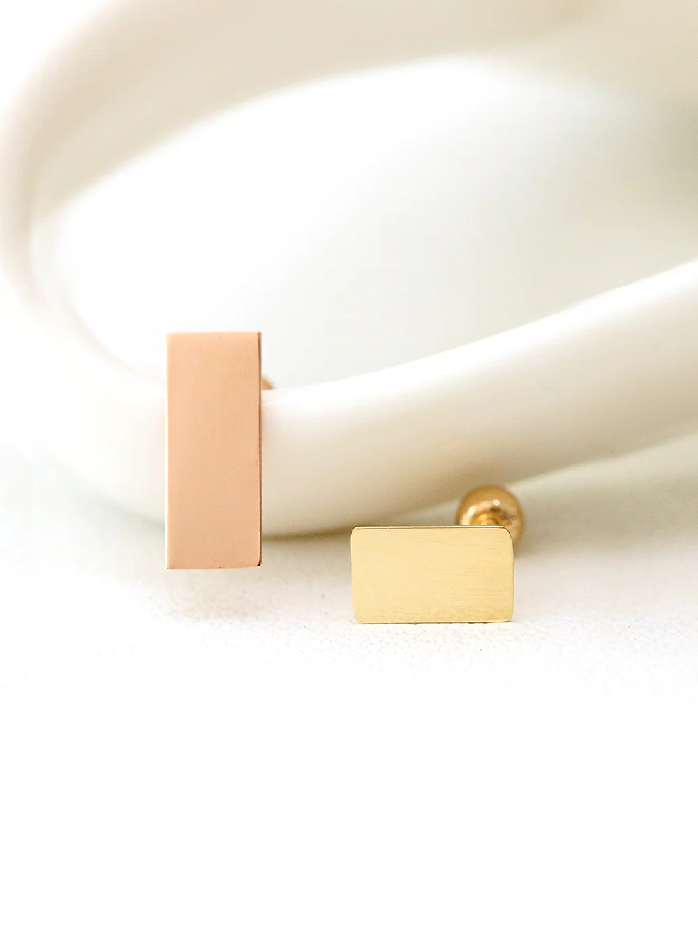 14K Gold Stick Cartilage Earring 20G - Image 4