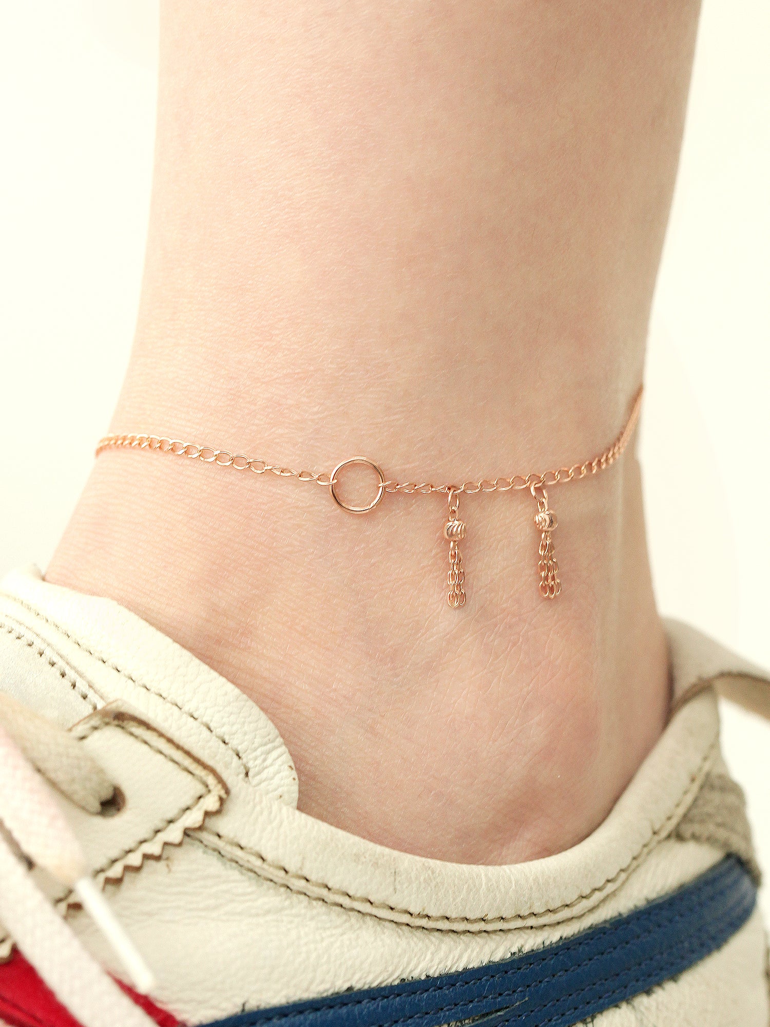 14K 18K Gold Tassel Chain Anklet - Image 4