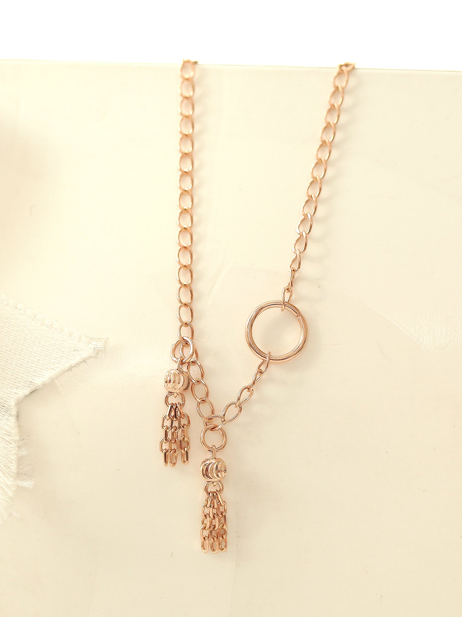 14K 18K Gold Tassel Chain Anklet - Image 5