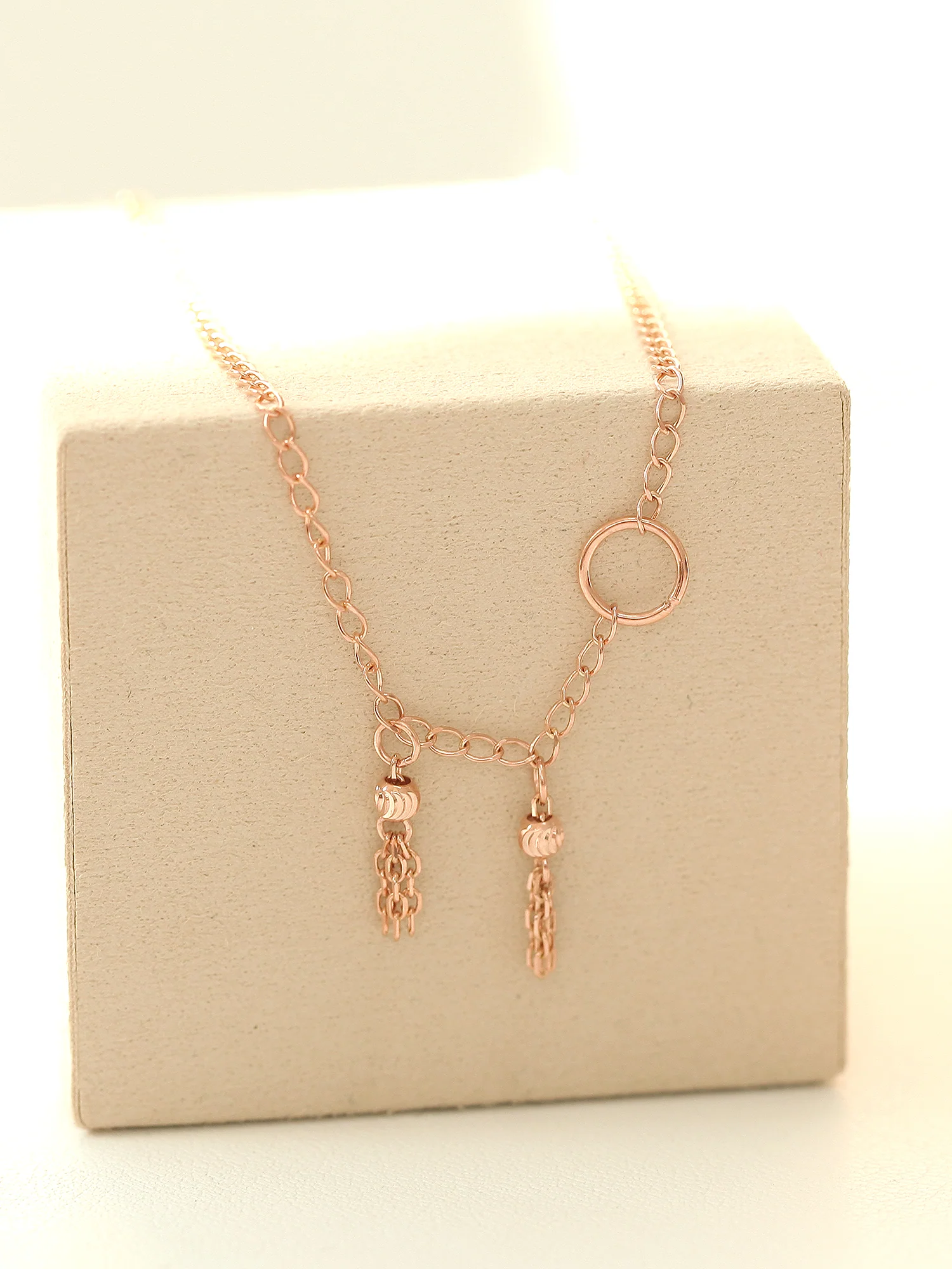 14K 18K Gold Tassel Chain Anklet - Image 6