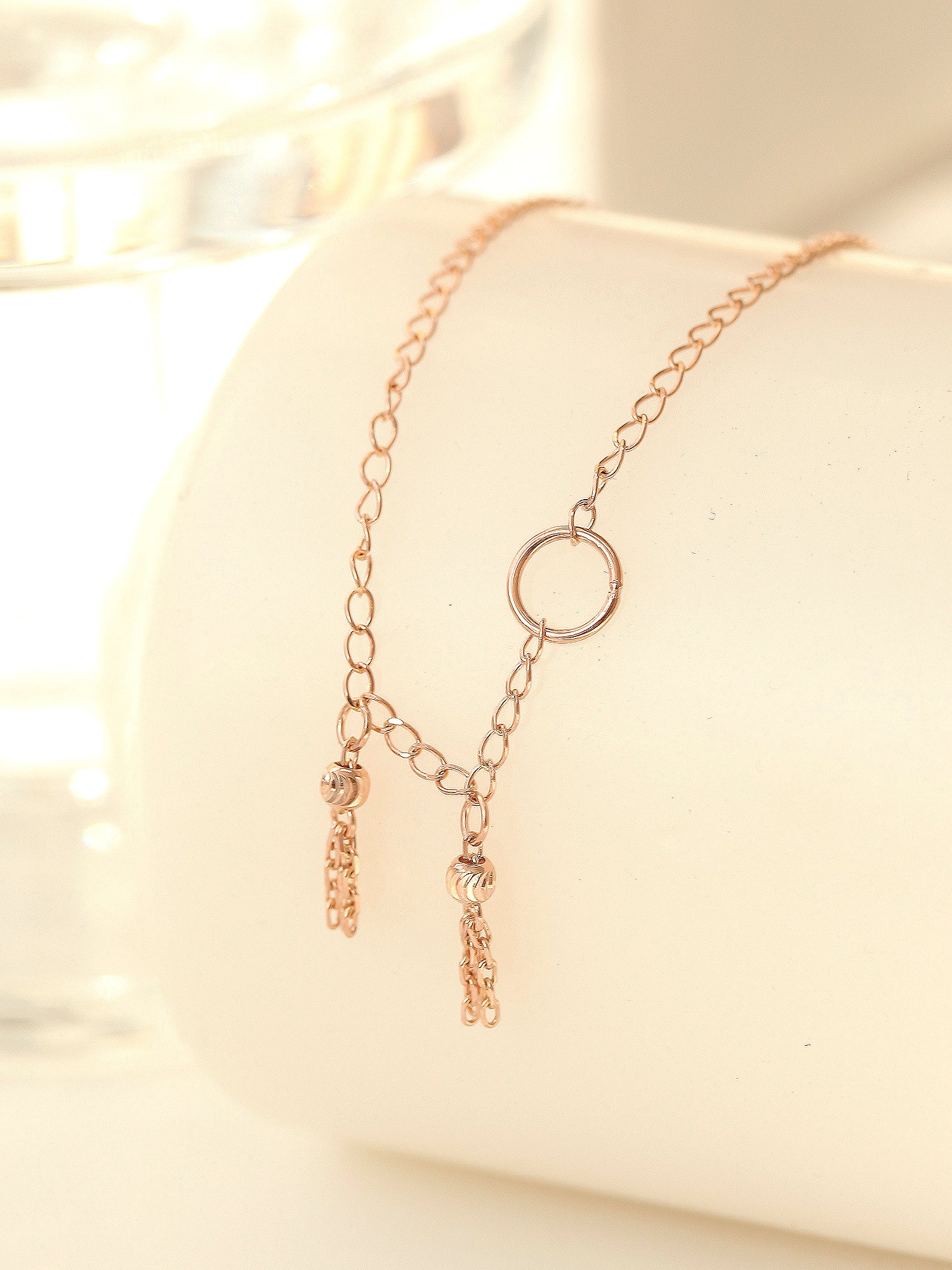 14K 18K Gold Tassel Chain Anklet - Image 7