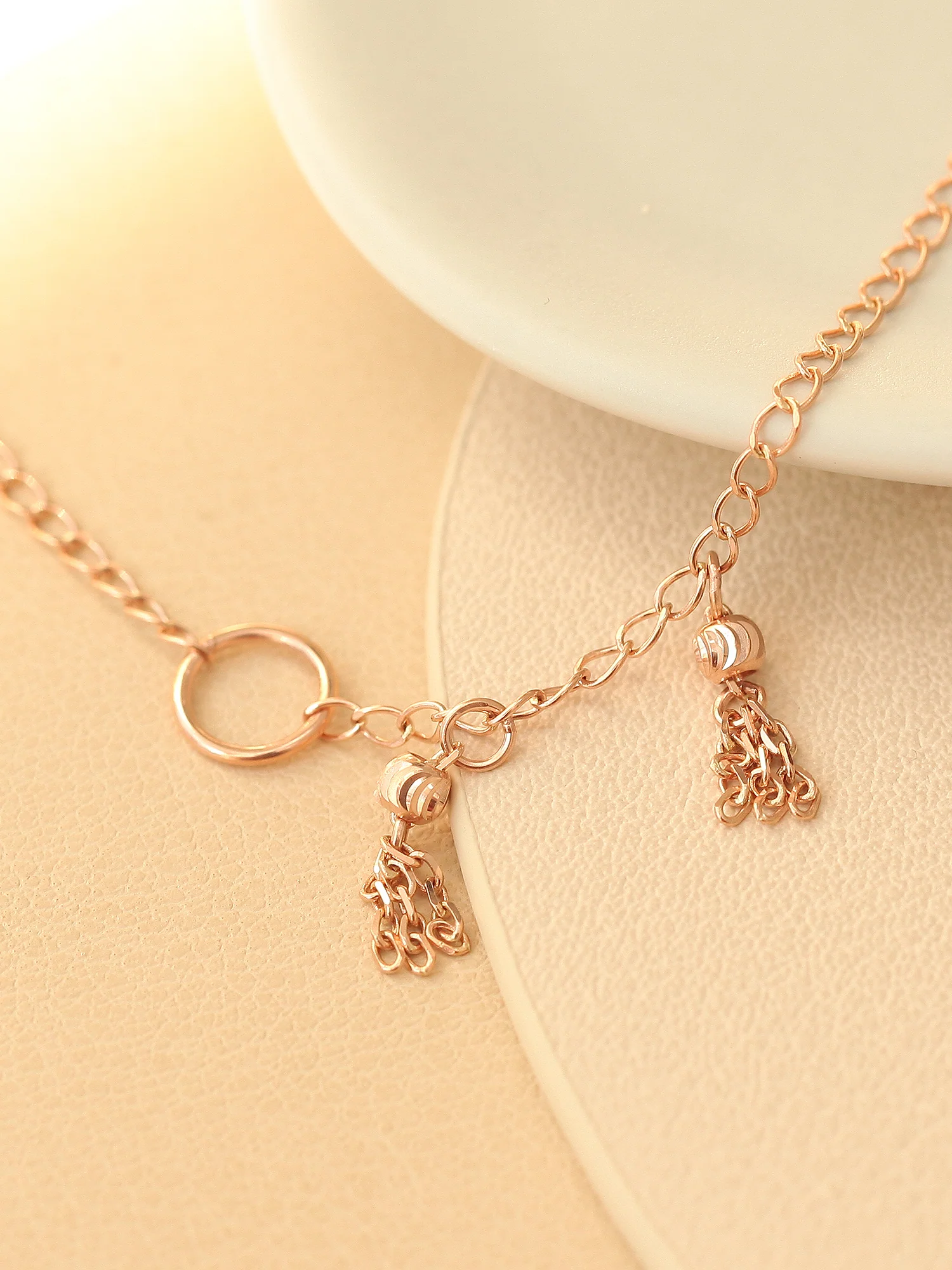 14K 18K Gold Tassel Chain Anklet - Image 9