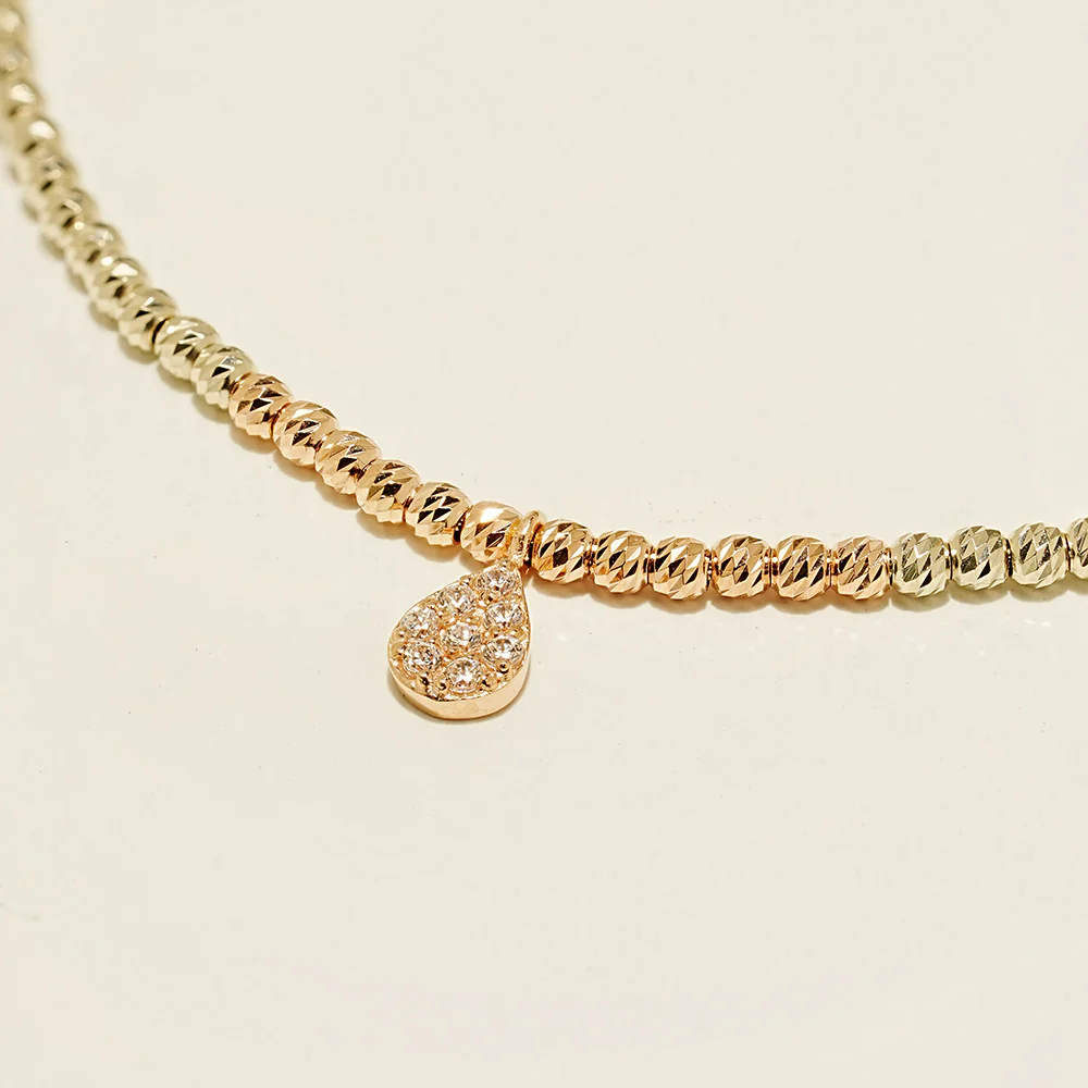 14K Gold Teardrop Crystal Two Tone Ball Bracelet - Image 15
