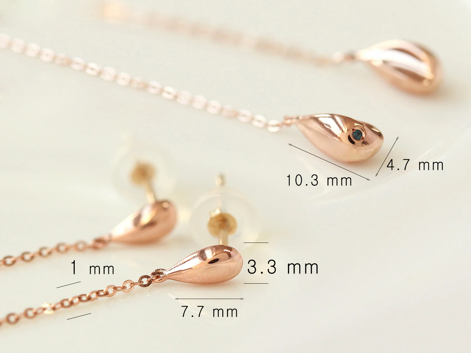 14K Gold Teardrop Long Drop Earring - Image 11