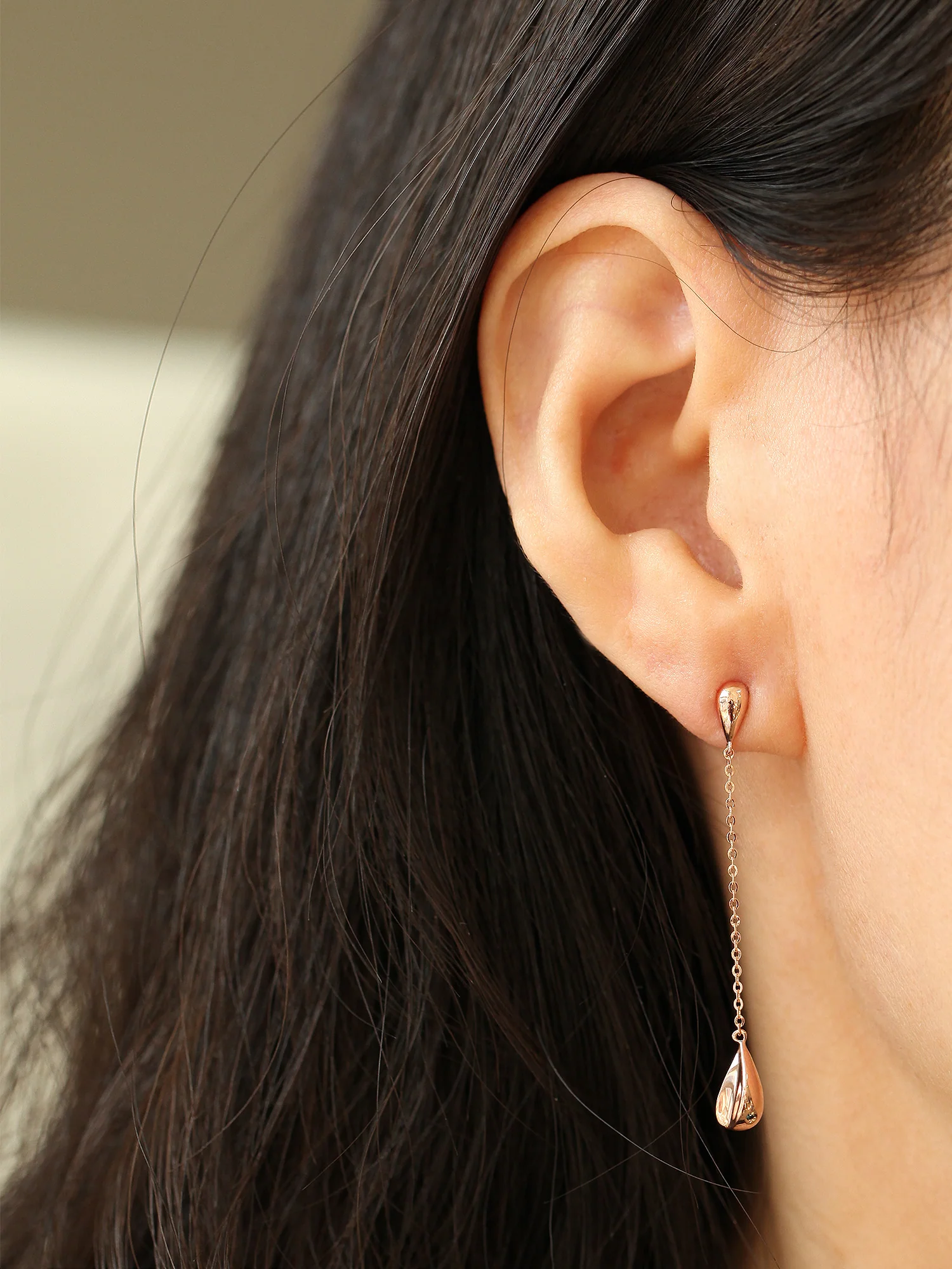 14K Gold Teardrop Long Drop Earring - Image 2