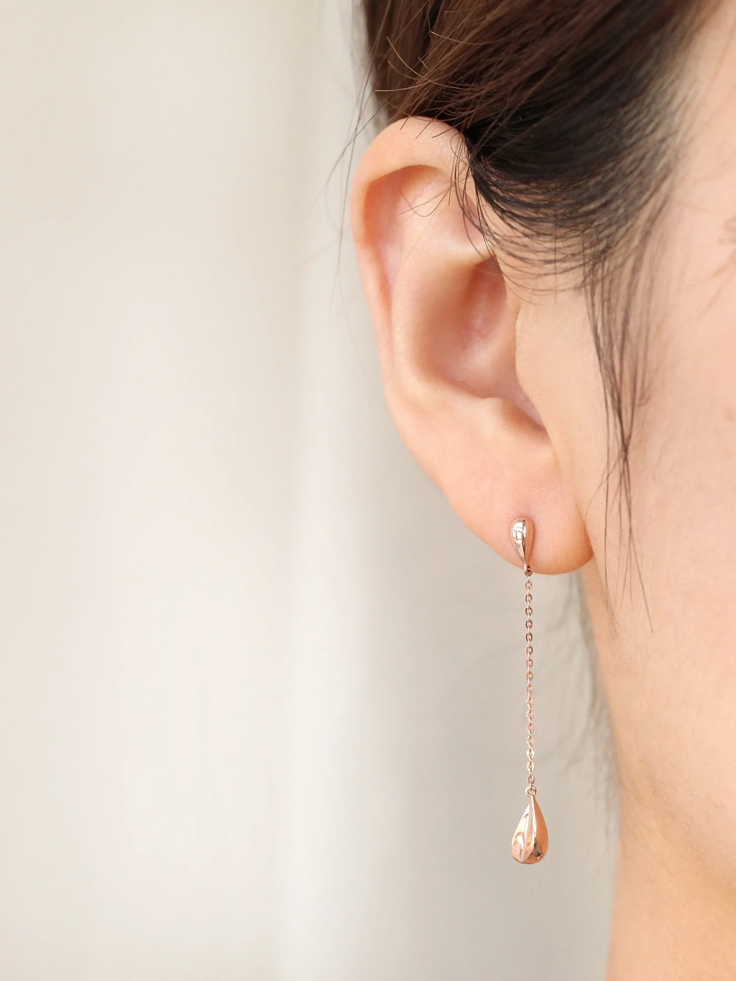 14K Gold Teardrop Long Drop Earring - Image 5