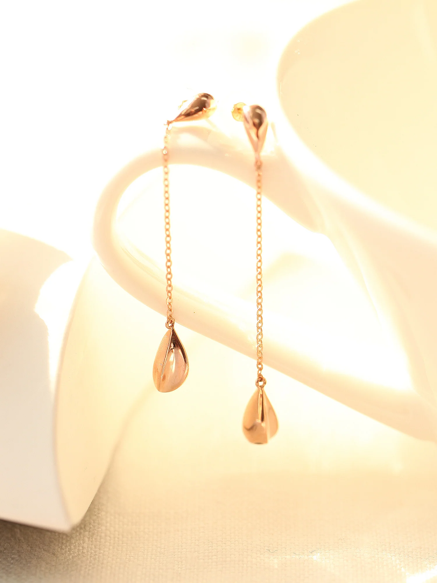 14K Gold Teardrop Long Drop Earring - Image 7