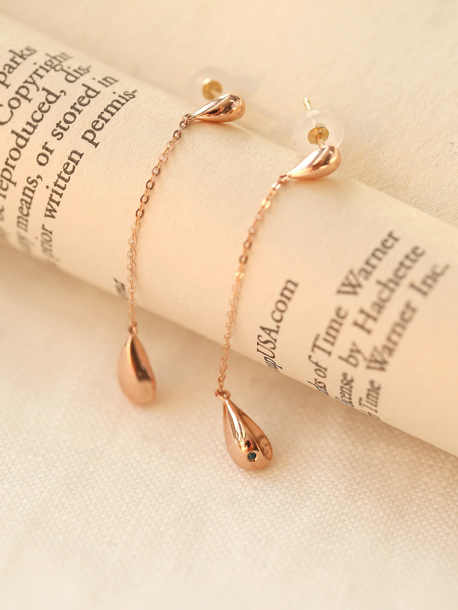 14K Gold Teardrop Long Drop Earring - Image 8