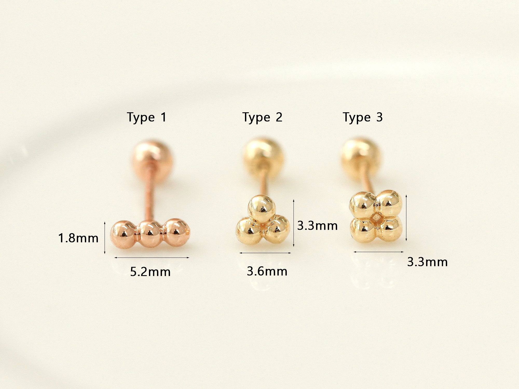 14K Gold Triangle Ball Cartilage Earring 20G - Image 14