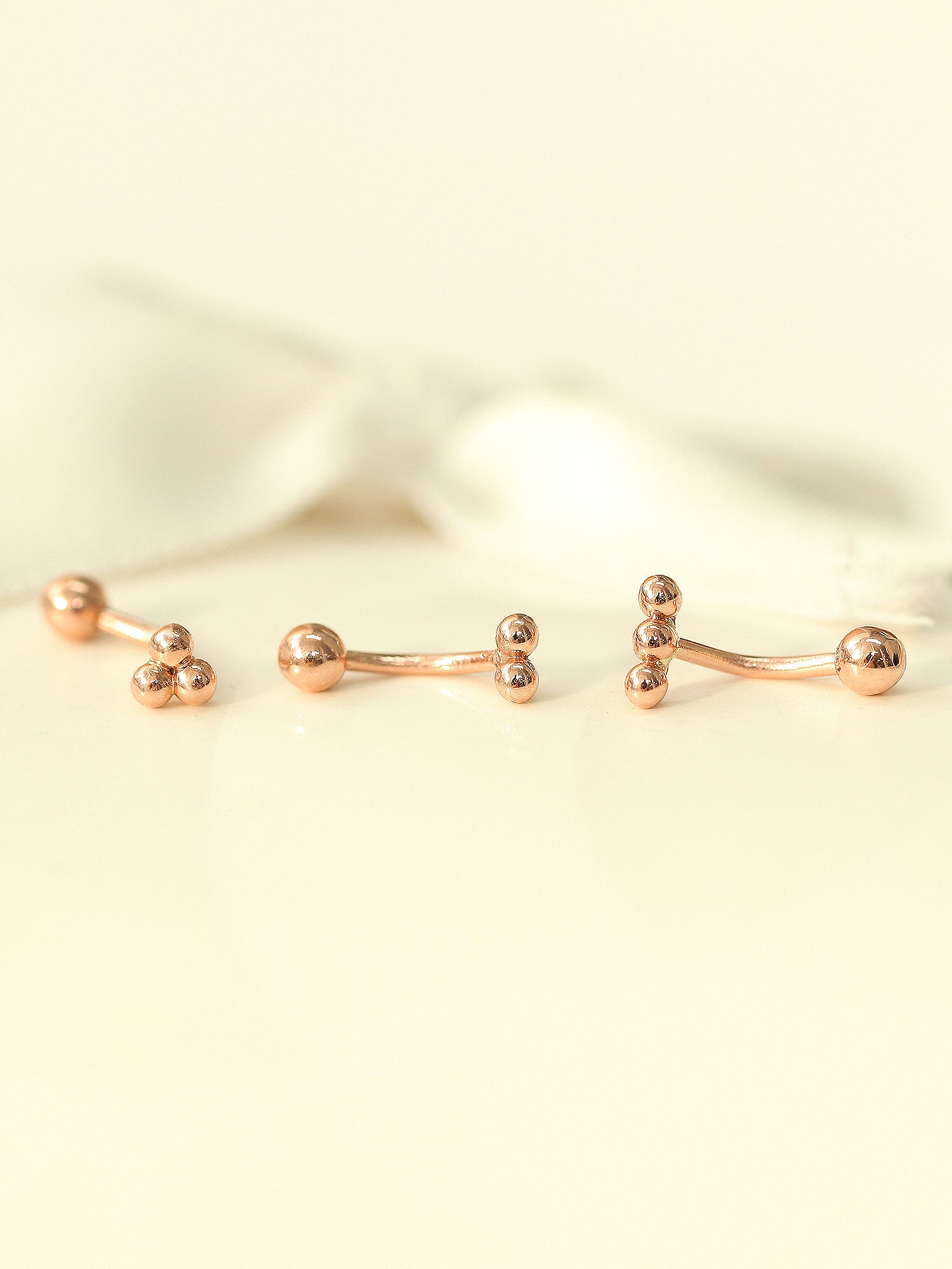 14K Gold Triangle Ball Rook Piercing 18G16G - Image 3