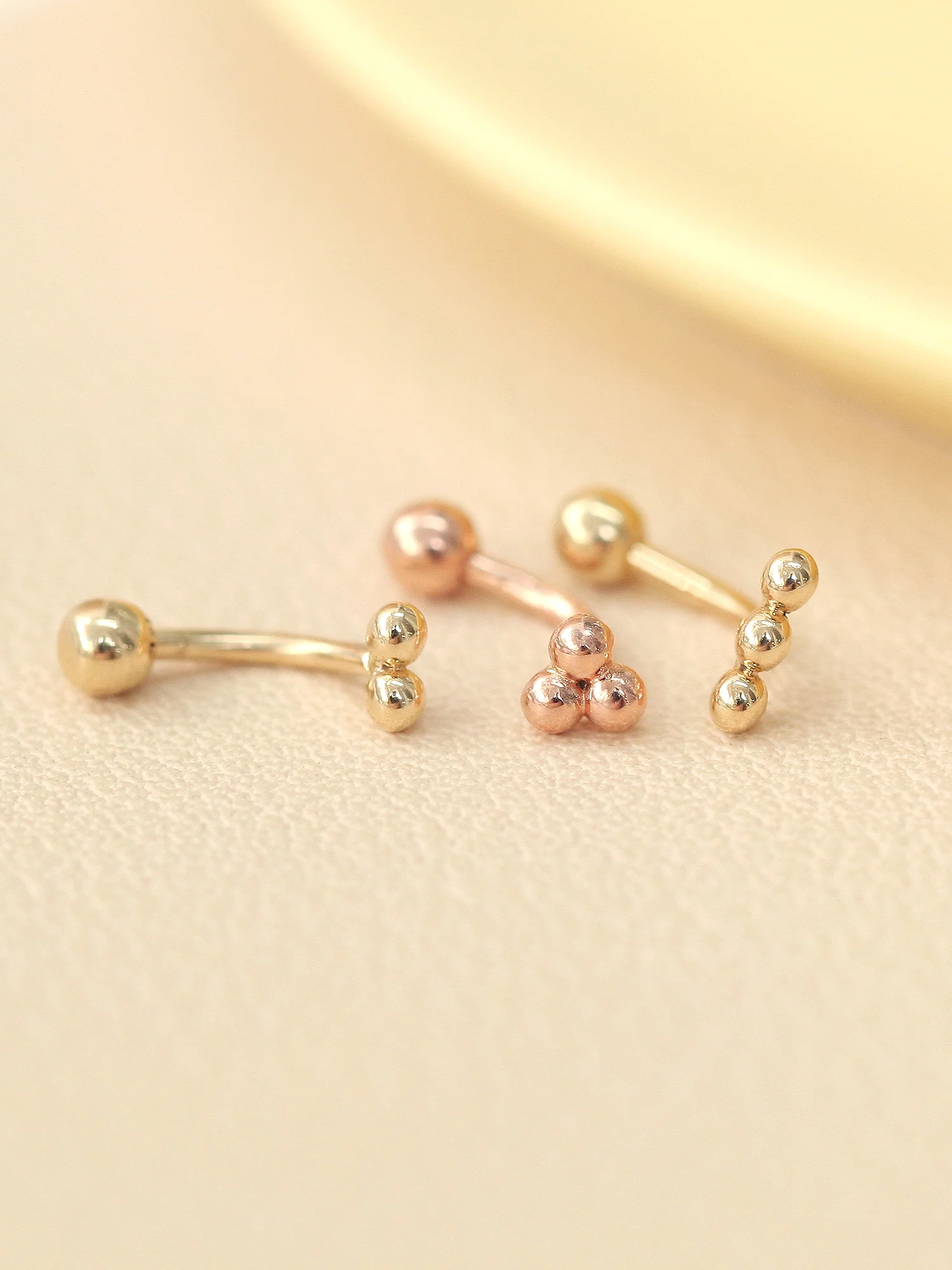 14K Gold Triangle Ball Rook Piercing 18G16G - Image 4