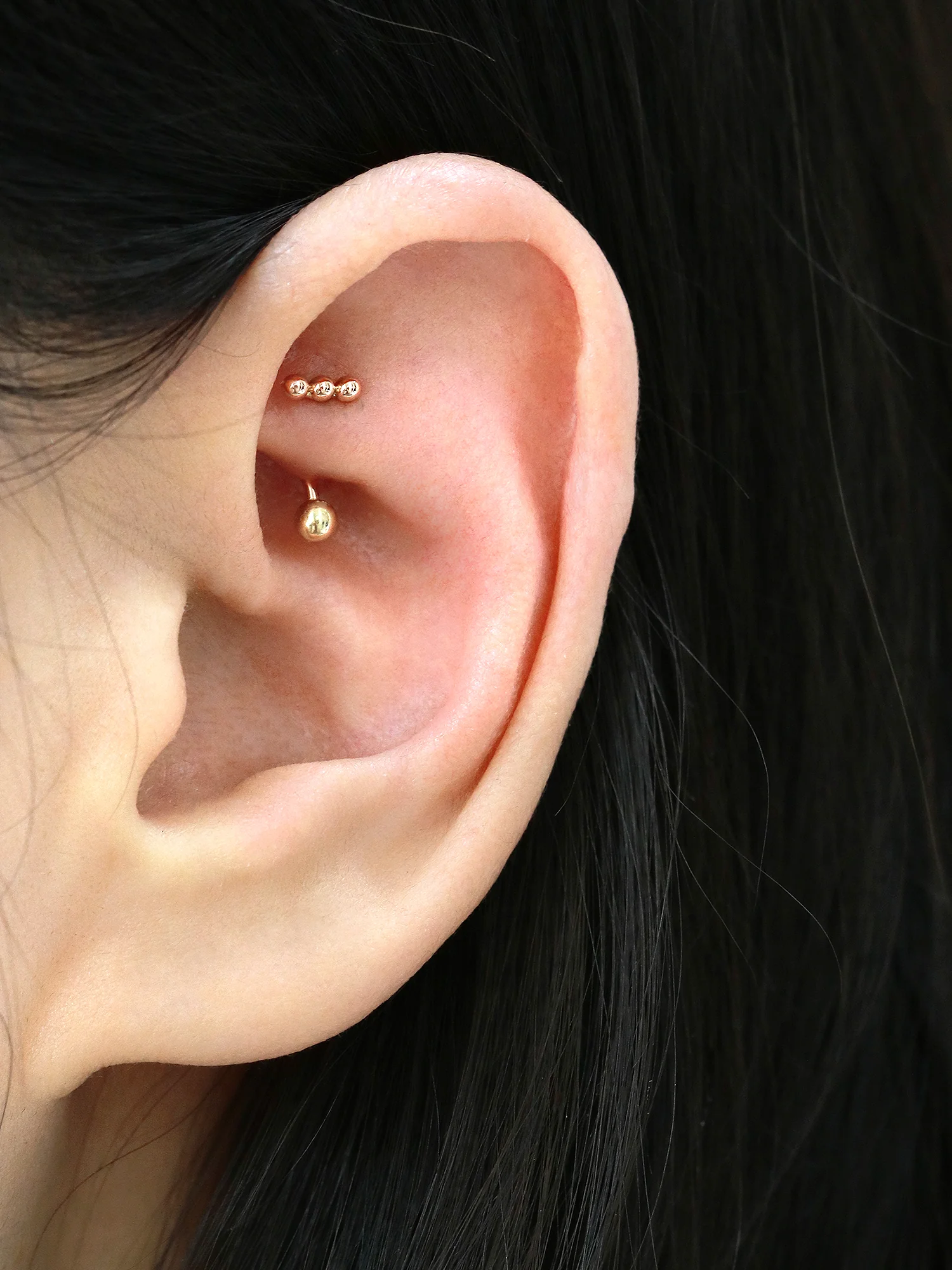 14K Gold Triangle Ball Rook Piercing 18G16G - Image 8