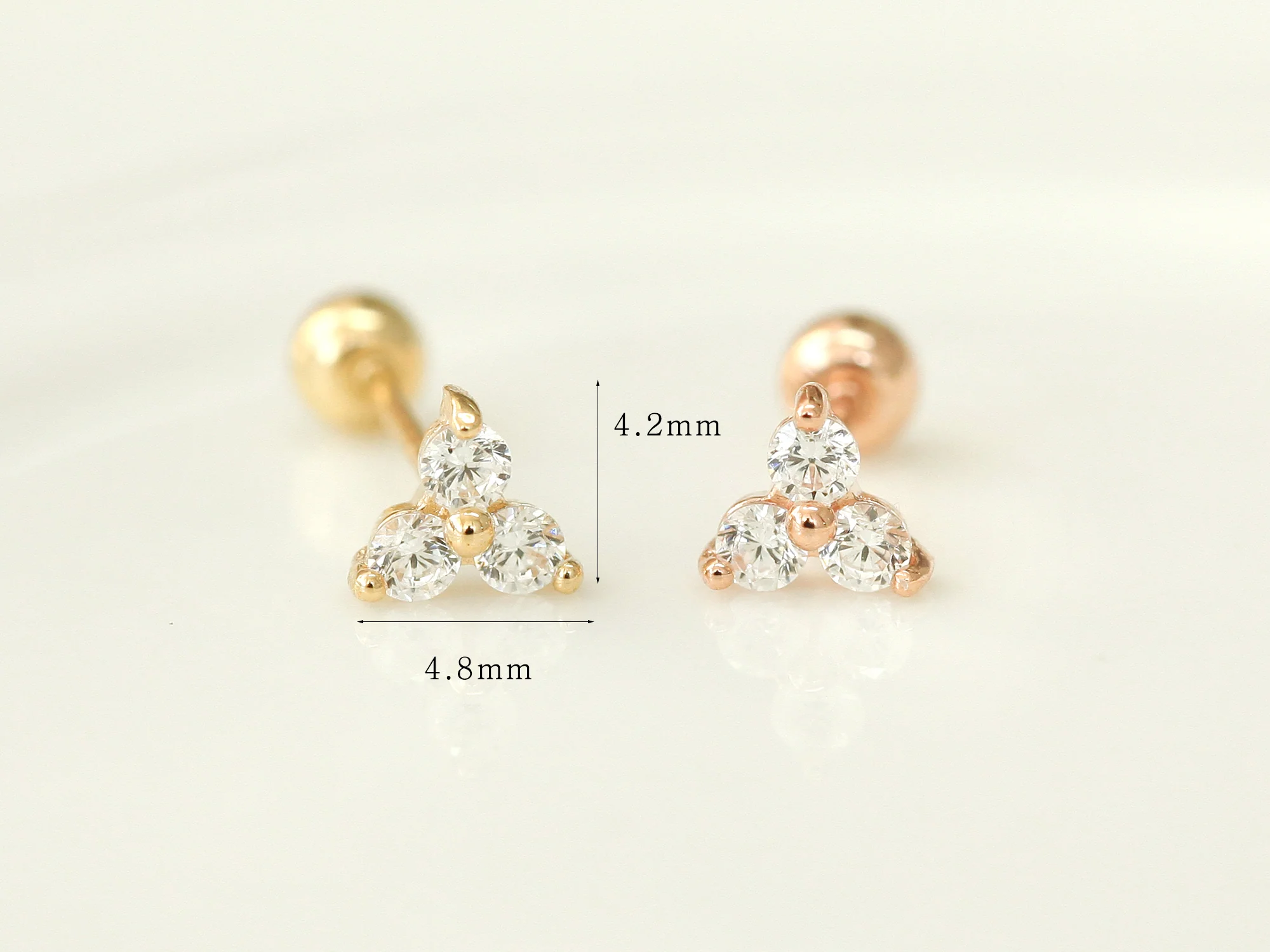 14K Gold Triangle Cubic Cartilage Earring 20G18G16G - Image 11