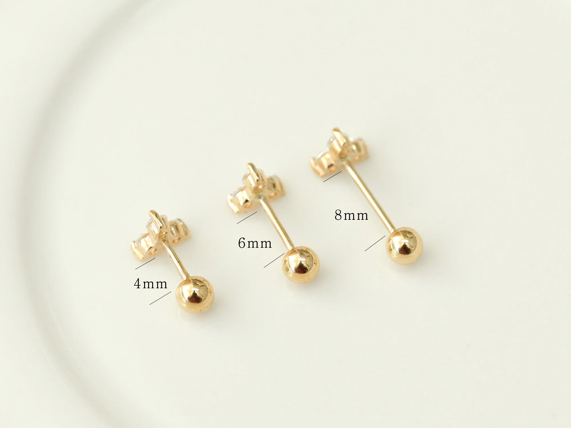 14K Gold Triangle Cubic Cartilage Earring 20G18G16G - Image 12