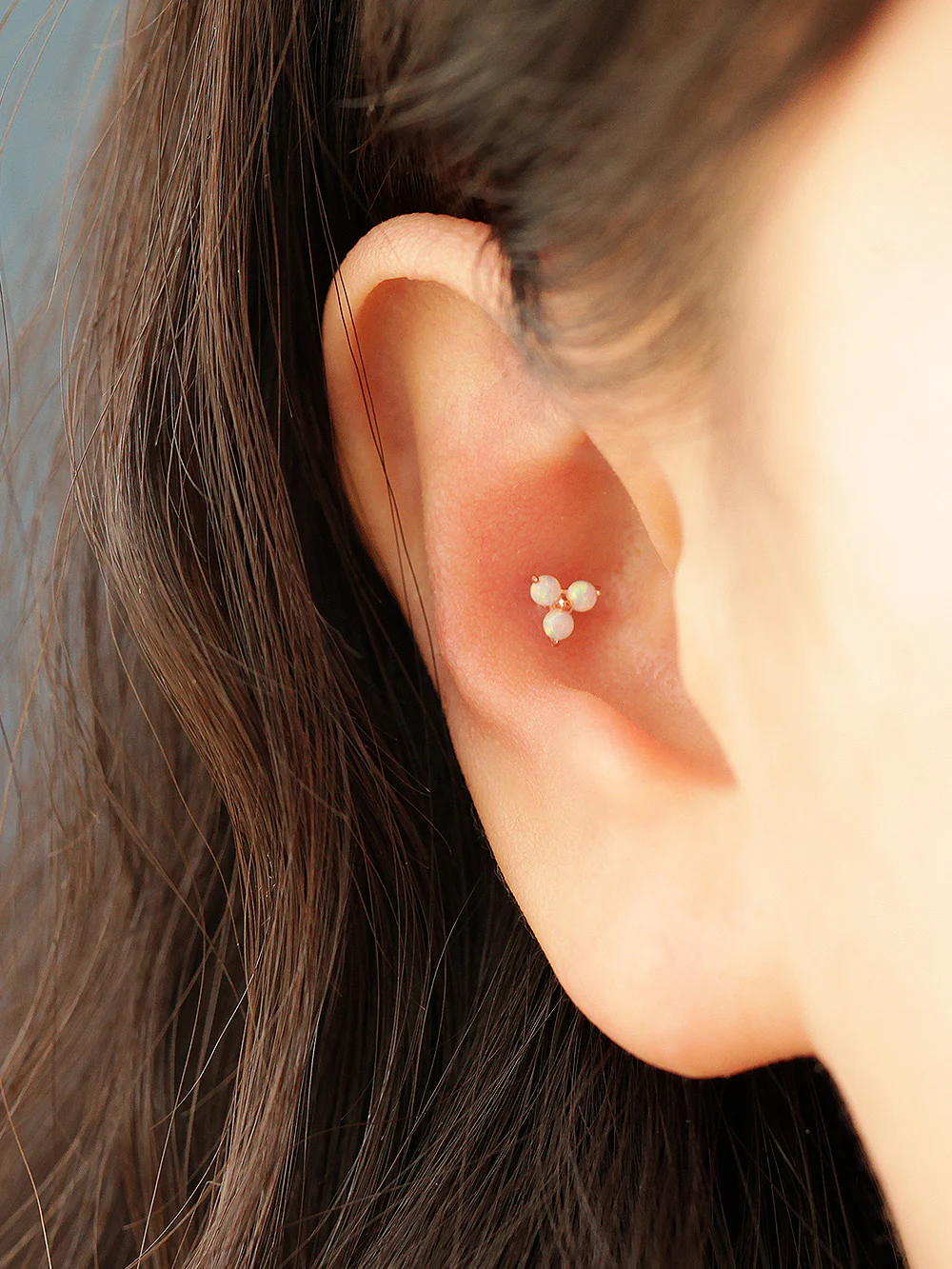 14K Gold Triangle Cubic Cartilage Earring 20G18G16G - Image 4
