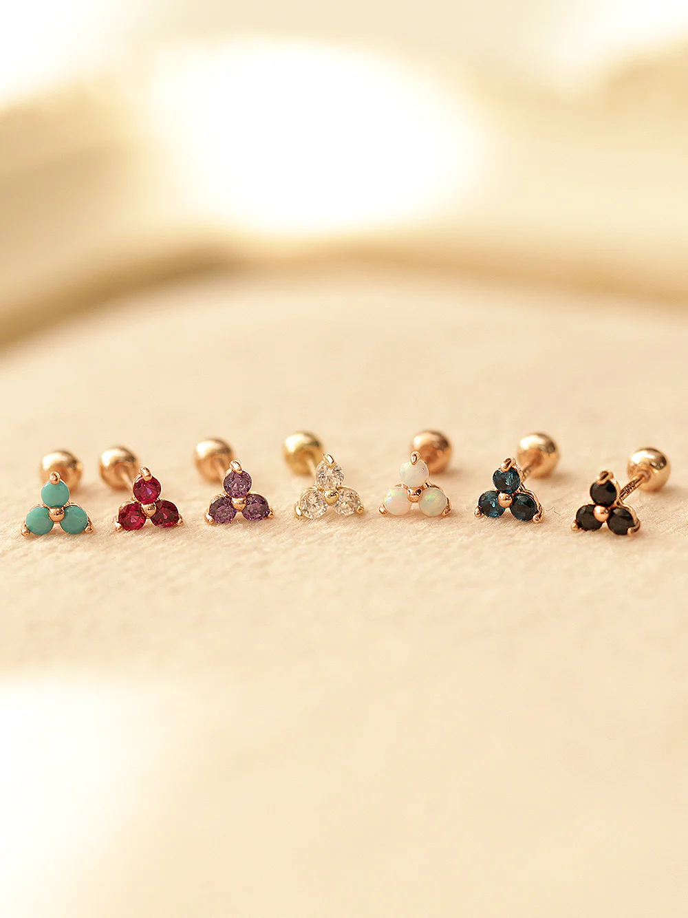 14K Gold Triangle Cubic Cartilage Earring 20G18G16G - Image 6