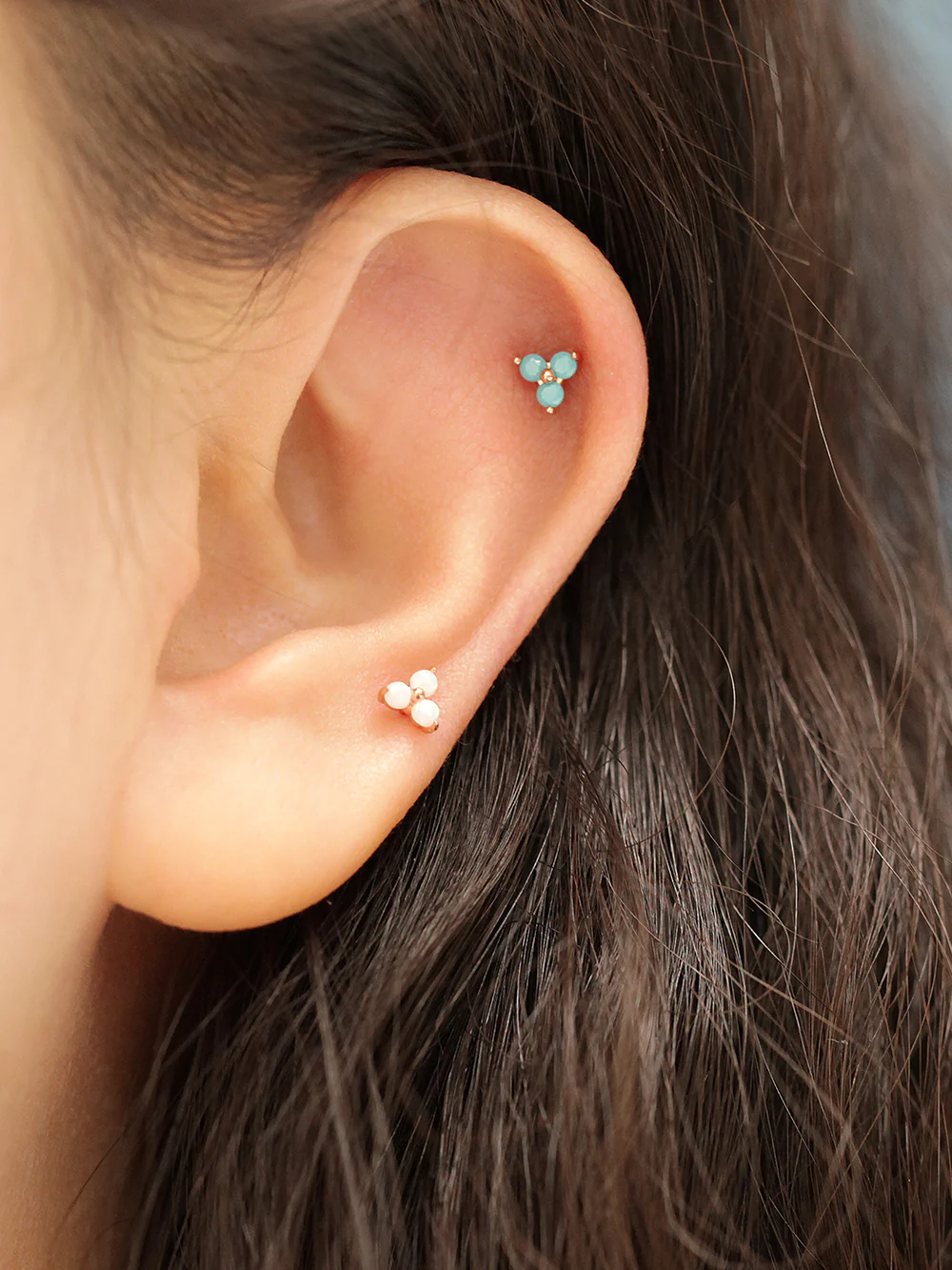14K Gold Triangle Cubic Cartilage Earring 20G18G16G - Image 7