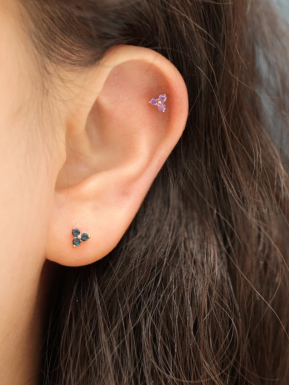 14K Gold Triangle Cubic Cartilage Earring 20G18G16G - Image 8