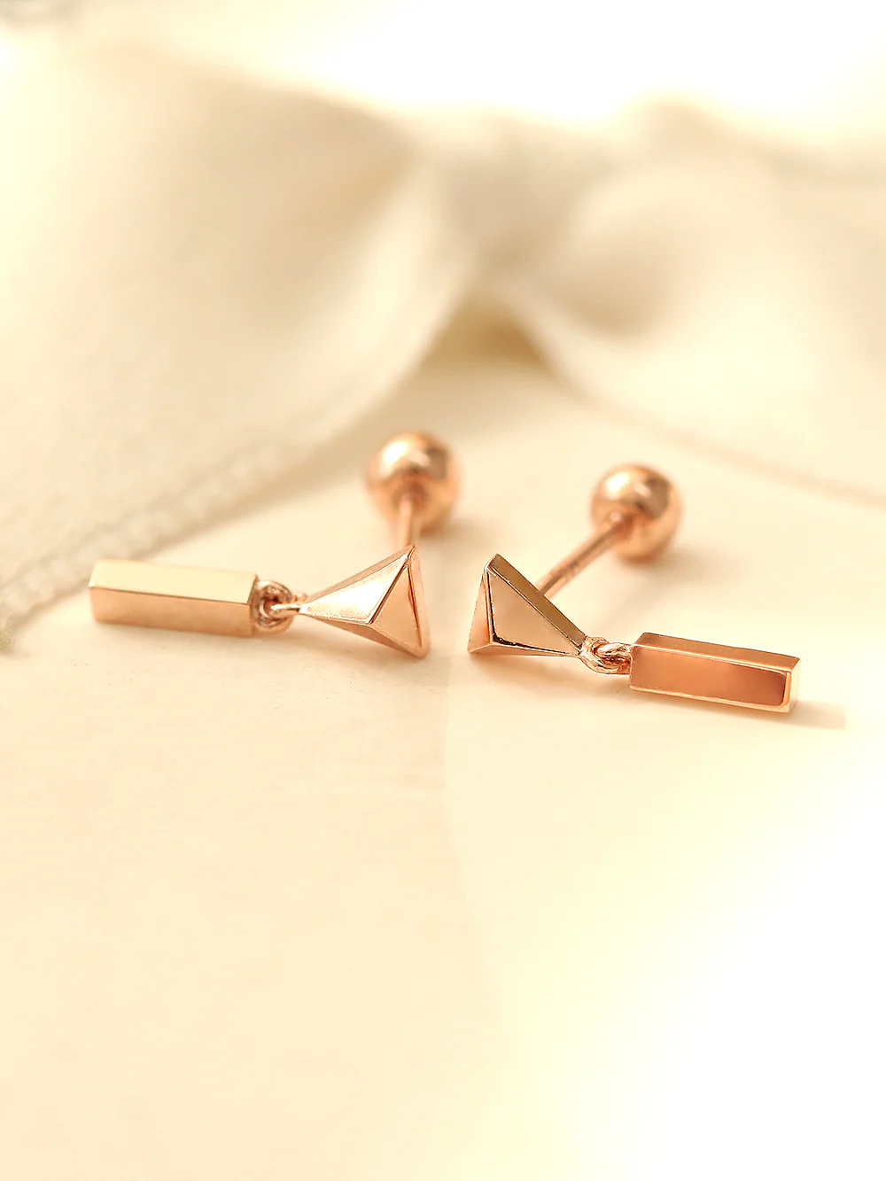 14K Gold Triangle Drop Stick Cartilage Earring 20G - Image 3