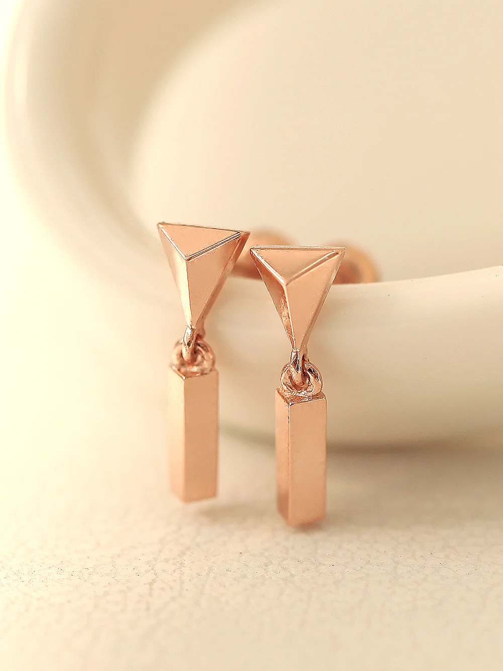 14K Gold Triangle Drop Stick Cartilage Earring 20G - Image 4