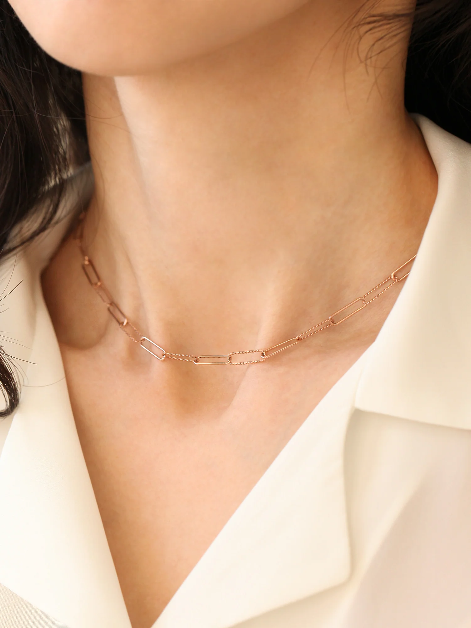 14K 18K Gold Twist Square Chain Necklace
