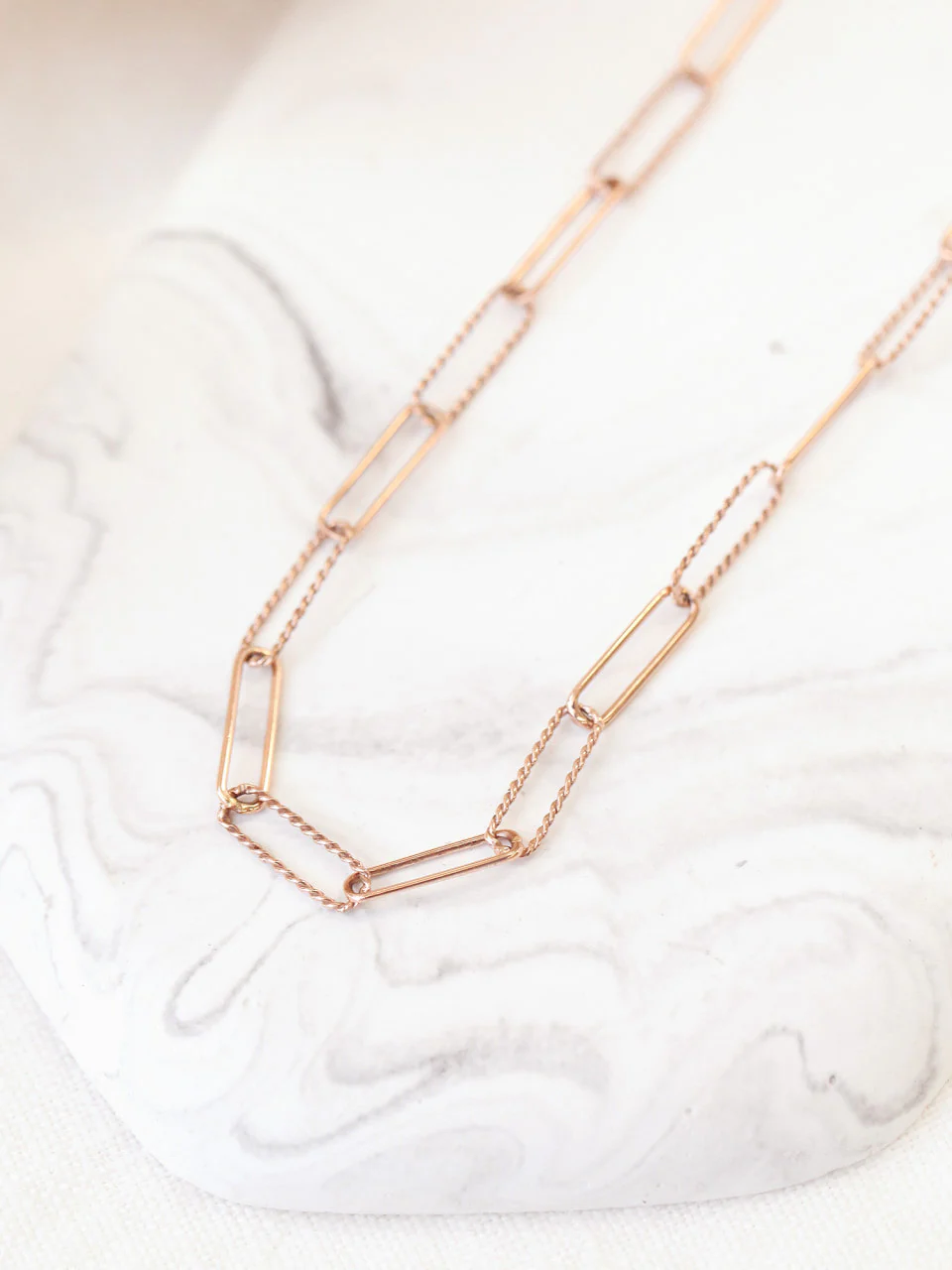 14K 18K Gold Twist Square Chain Necklace - Image 2