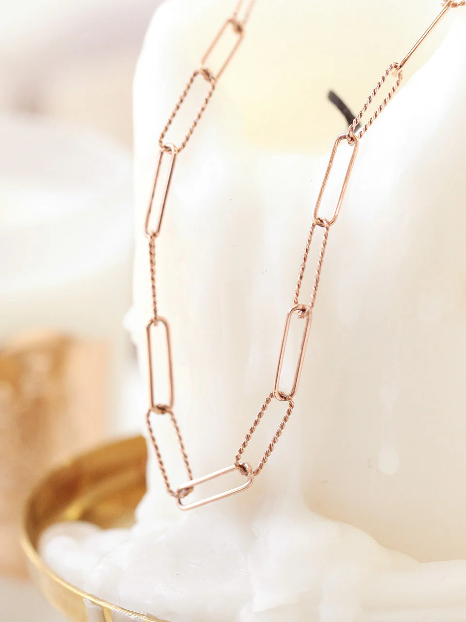14K 18K Gold Twist Square Chain Necklace - Image 3