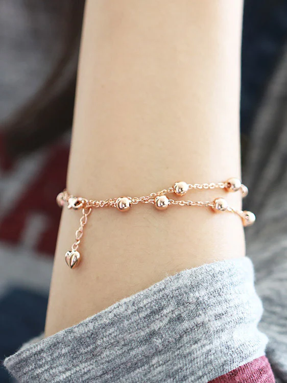 14K Gold Two Line Ball Bracelet - Image 6