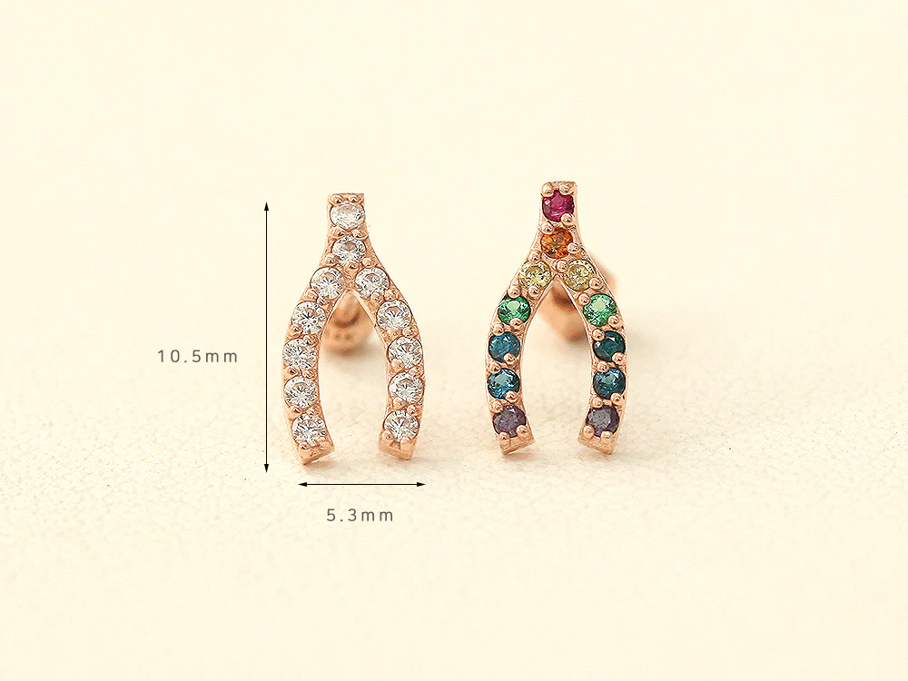 14K Gold Rainbow Wish Bone Cartilage Earring 18G16G - Image 10