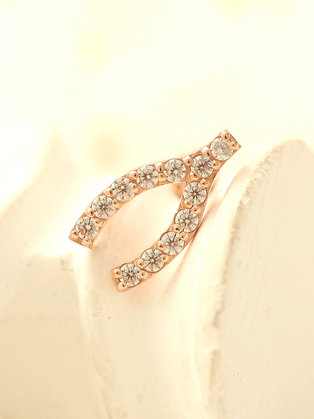14K Gold Rainbow Wish Bone Cartilage Earring 18G16G - Image 2