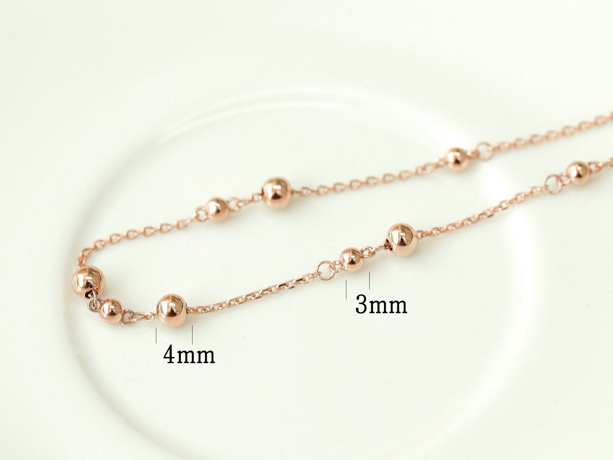 14K 18K Gold Ball Chain Anklet Bracelet - Image 10