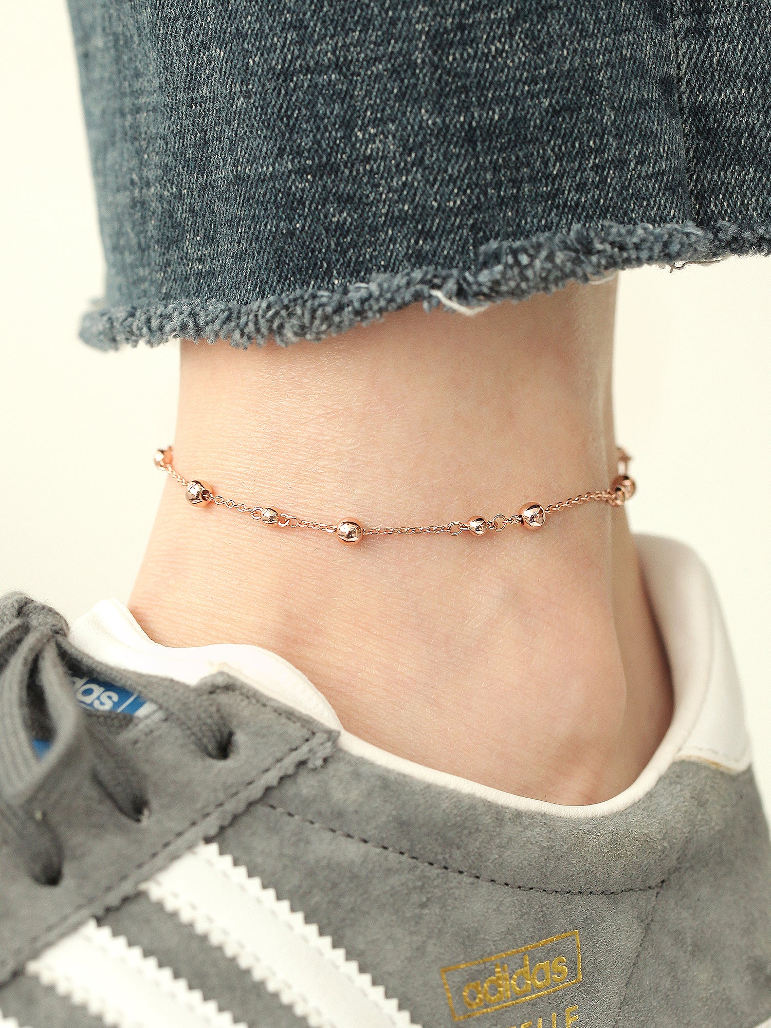 14K 18K Gold Ball Chain Anklet Bracelet - Image 2
