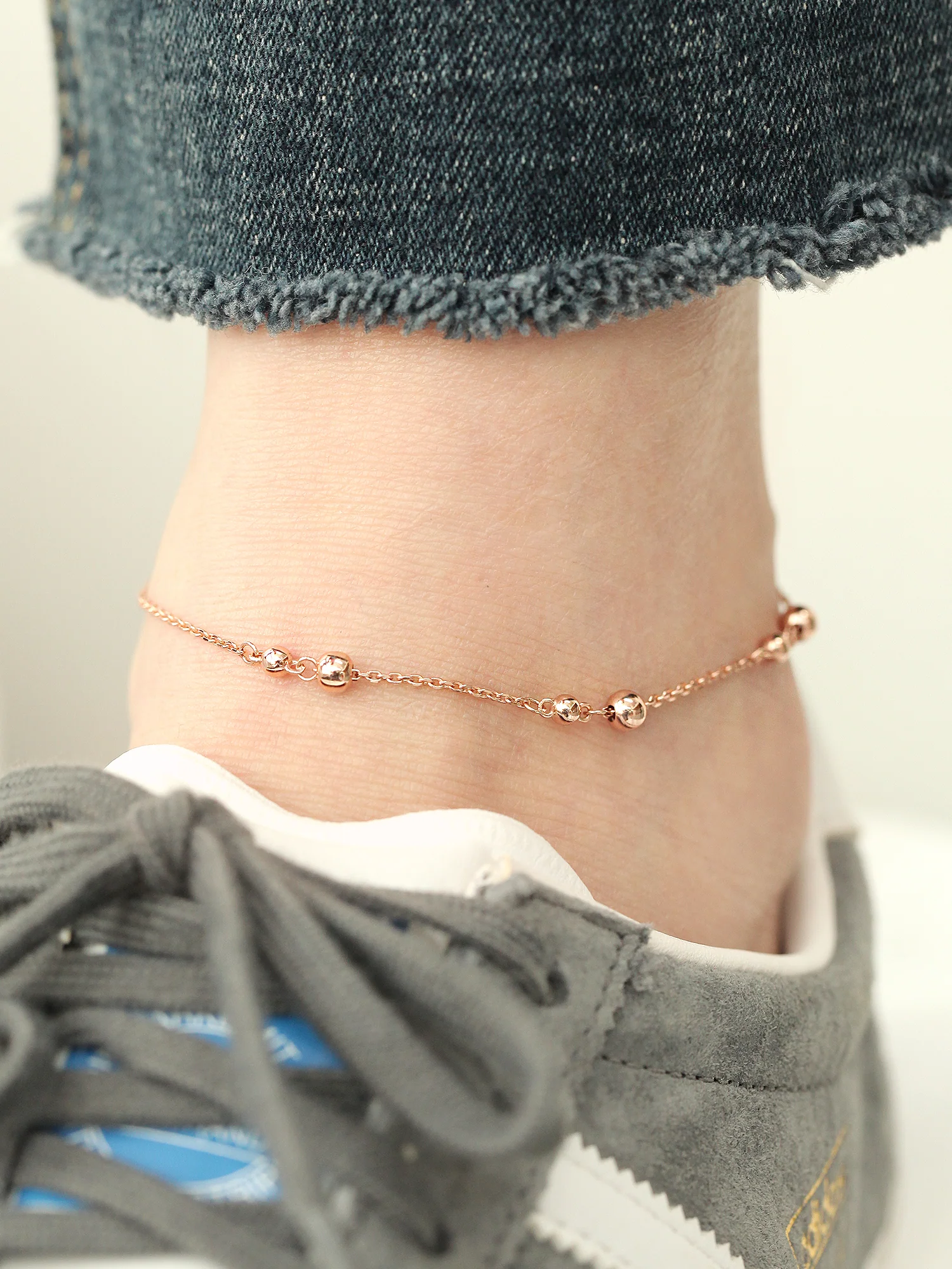 14K 18K Gold Ball Chain Anklet Bracelet - Image 3