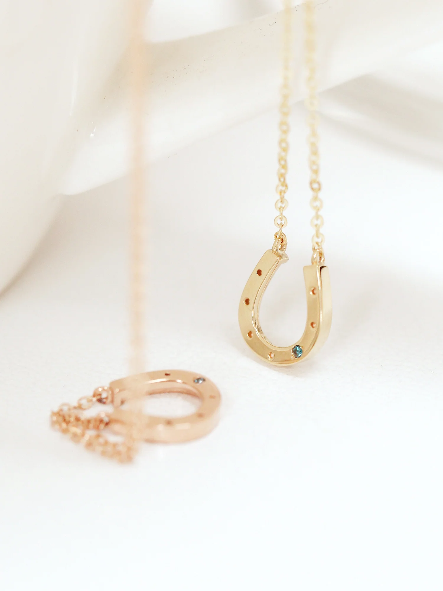 14K 18K Gold Blue Diamond Horse's Hoof Necklace