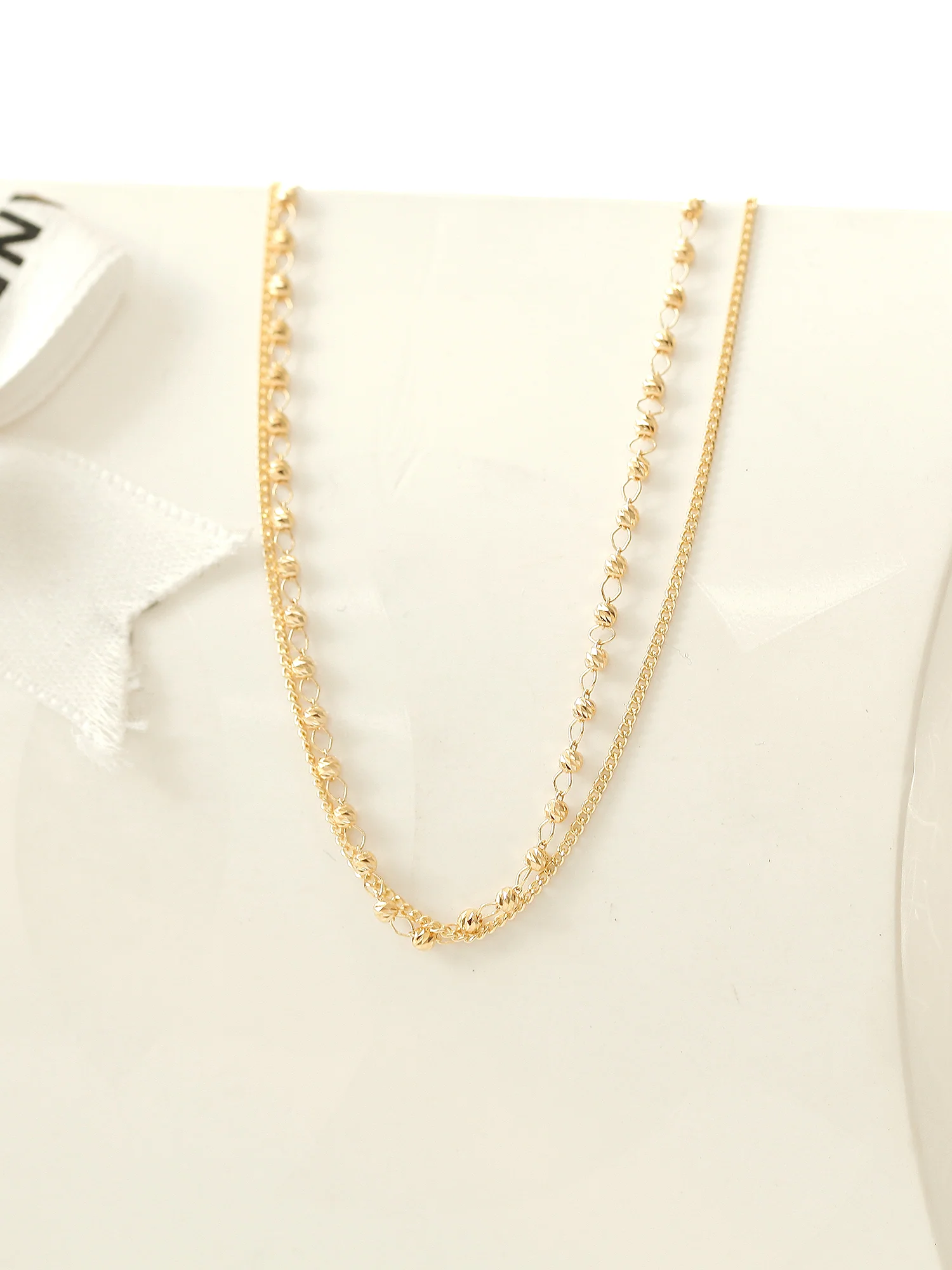 14K 18K Gold Candy Cutting Ball Chain Anklet - Image 4